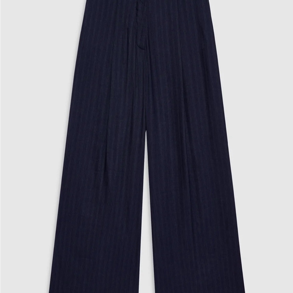 ANINE BING WOMENS NAVY PINSTRIPE PAOLA TROUSER SIZE 42/ US 12 NEW WITH TAGS